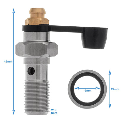M10 1mm Pitch Banjo Bolt Bleed Nipple Brake Fitting Steel Crush Sump Bike