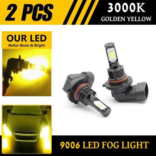 2x HB4 9006 12V 100W 3000K Yellow LED Car Fog Lights Lamp Globes Bulbs