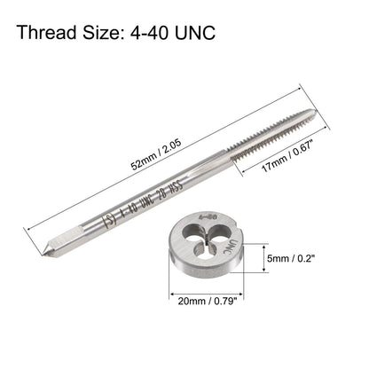 4-40 UNC Tap and Die Set, HSS Thread Tap with Round Threading Die, Right Hand