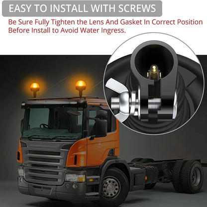 12V 24V LED Amber Flexible Rotating Beacon Warning Strobe Tractor Truck Forklift