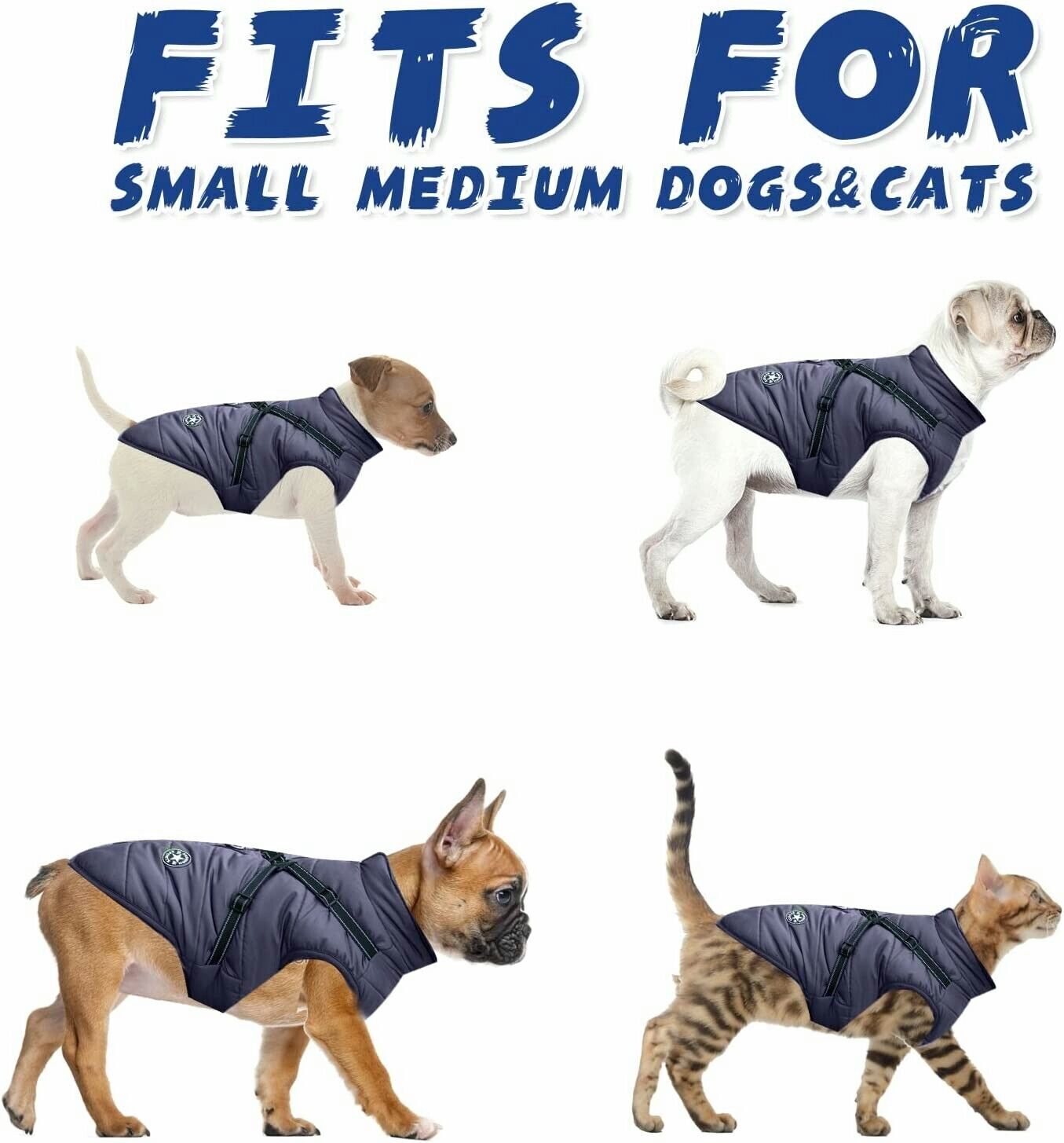 Pet Dog Waterproof Coat Autumn Winter Warm Padded Pet Puppy Jacket with Harness