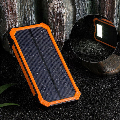 20000mAh Solar Power Bank Dual USB LED Flashlight Waterproof Portable Charger