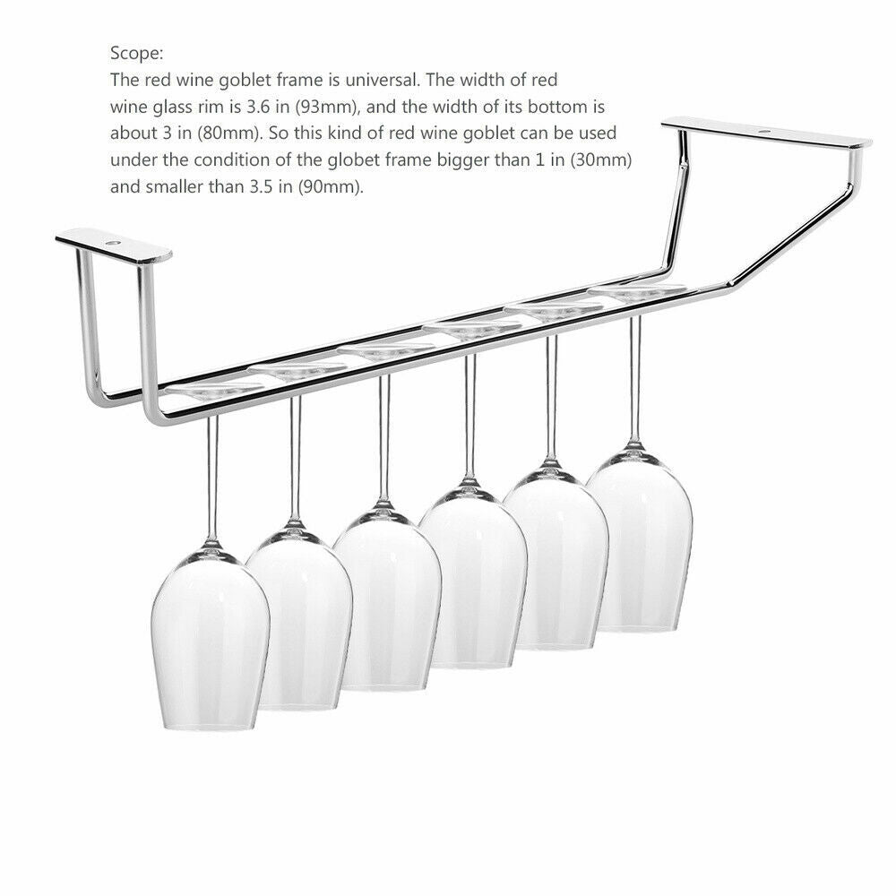 27/35/55cm Wine Rack Holder Chrome Hanging Hanger Glass Cup Shelf Wall Mounted