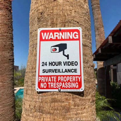 2PCS 24 Hour Video Surveillance Private Property No Trespassing Security Signs