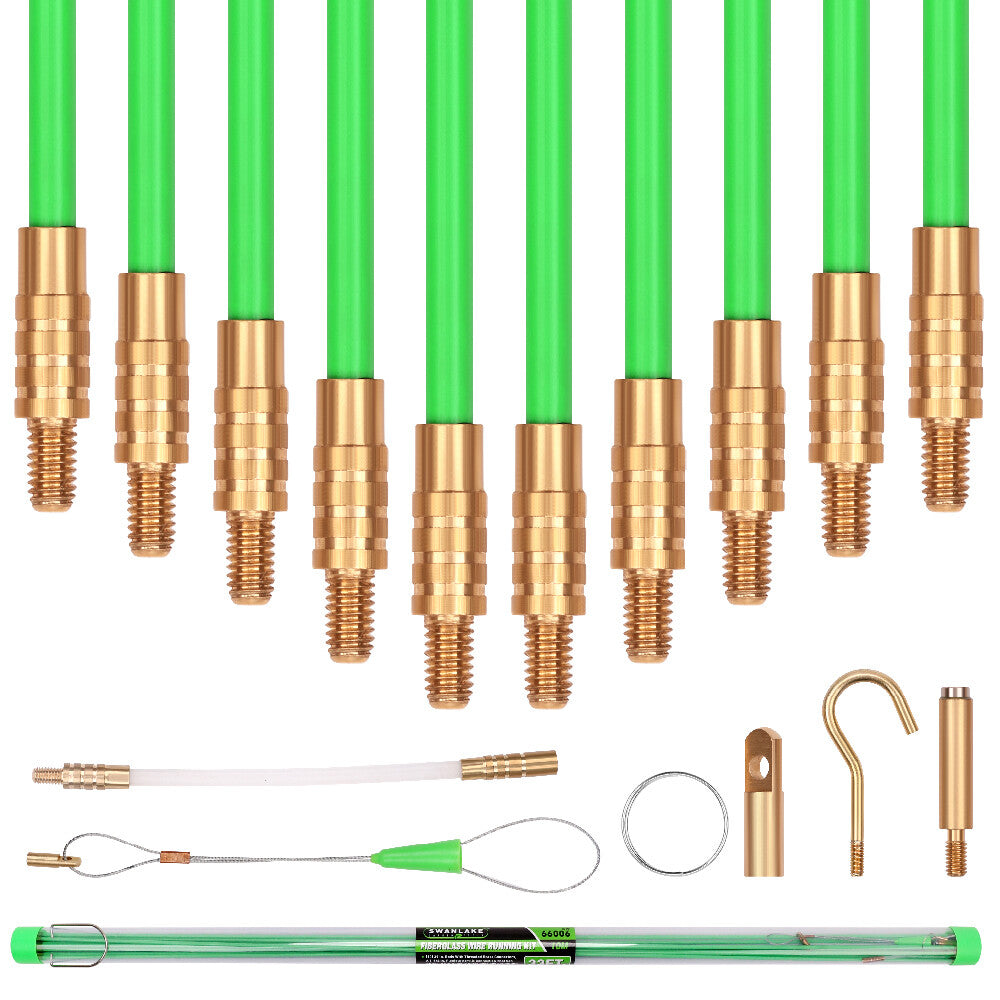 10.5m ⏀ 4mm Fibreglass Cable Push Pull Rod Electricians Wire Puller Contractor