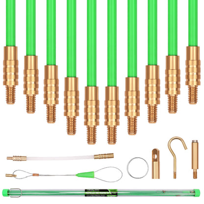 10.5m ⏀ 4mm Fibreglass Cable Push Pull Rod Electricians Wire Puller Contractor