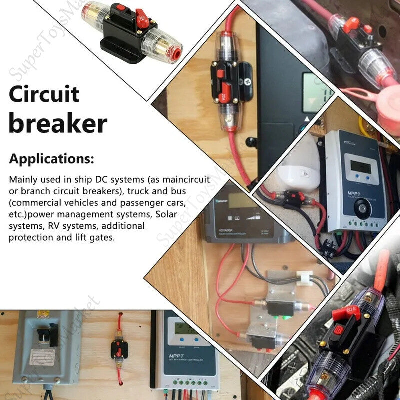 Circuit Breaker Fuse Holder DC 12V 20A-100A AMP Car Audio Solar Energy Inline OZ