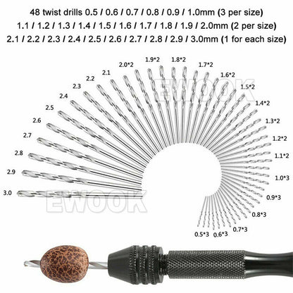 49PCS Mini hand drill Vise Hand Bits Twist Woodworking Set Precision Pin DIY AU
