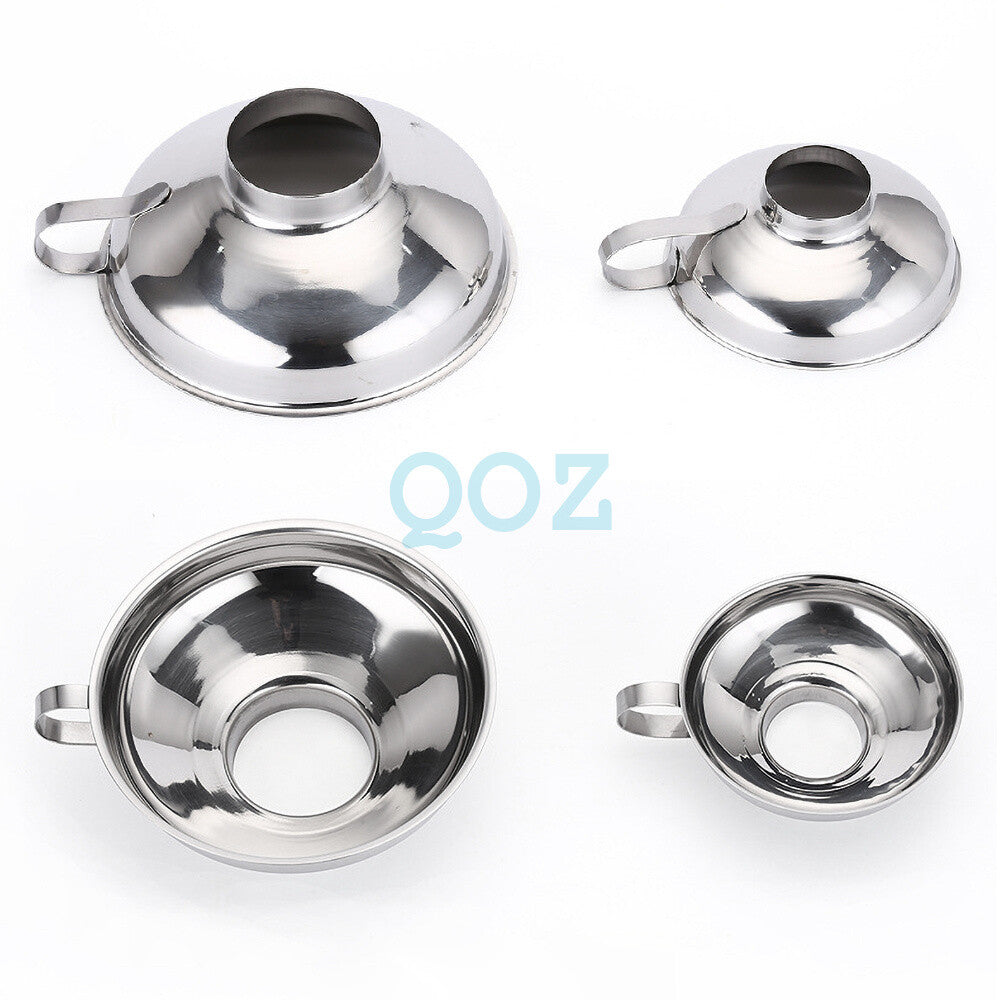1/2pc Stainless Steel Funnel Hopper Filter Wide Mouth Canning Kitchen Detachable