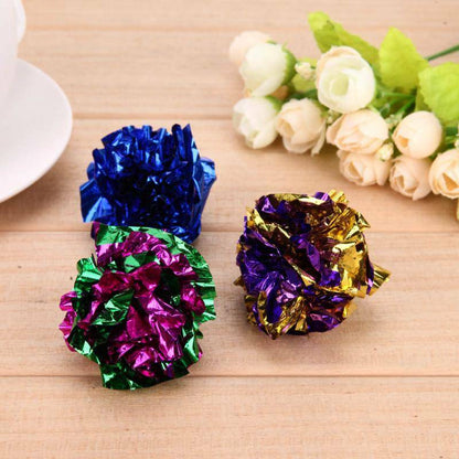 6-60PCS Cat Crinkle Balls Kitty Fun Toy Interesting Crinkly Sounds Soft New AU