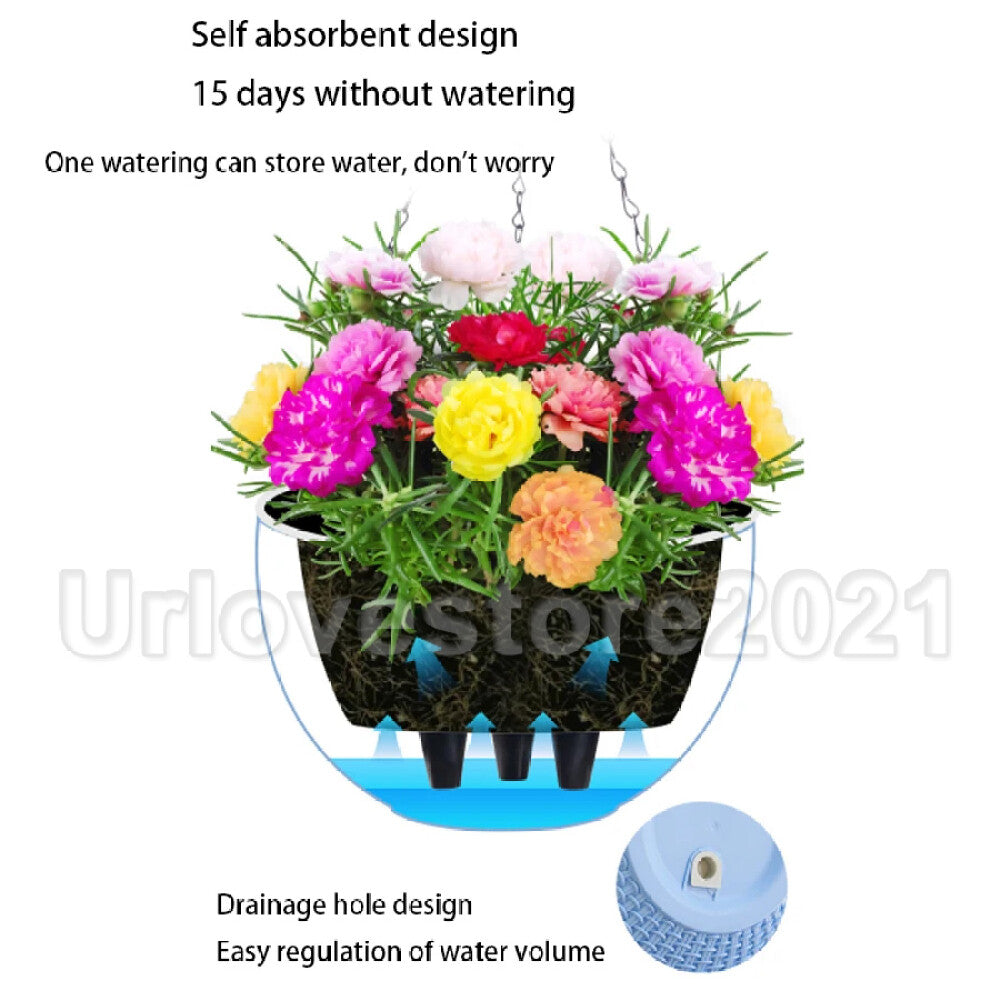2PCS Landen Rattan Hanging Plant Pots Flower Baskets Hanger Self Holder Wall AU