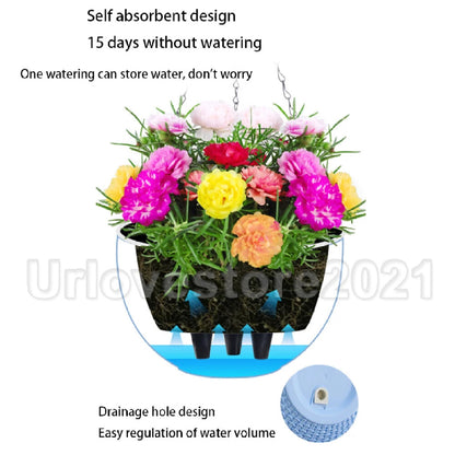 2PCS Landen Rattan Hanging Plant Pots Flower Baskets Hanger Self Holder Wall AU