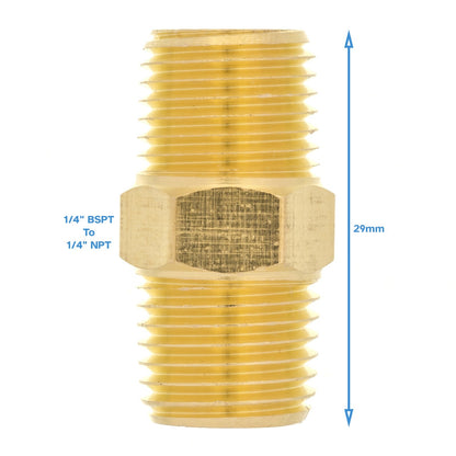 Brass 1/4" Male BSP To NPT Adapter Pipe Fitting Threaded Connector Coupler