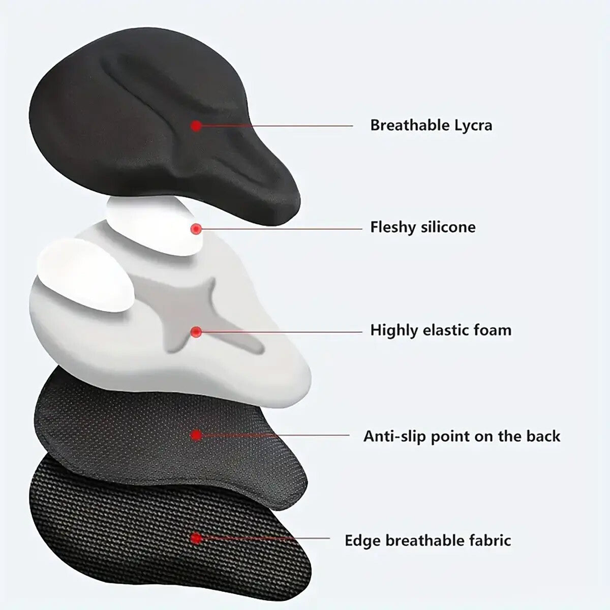 Soft Silicone Bicycle Seat Cover Thickened Comfortable Cushion Compatible with Mountain Bike