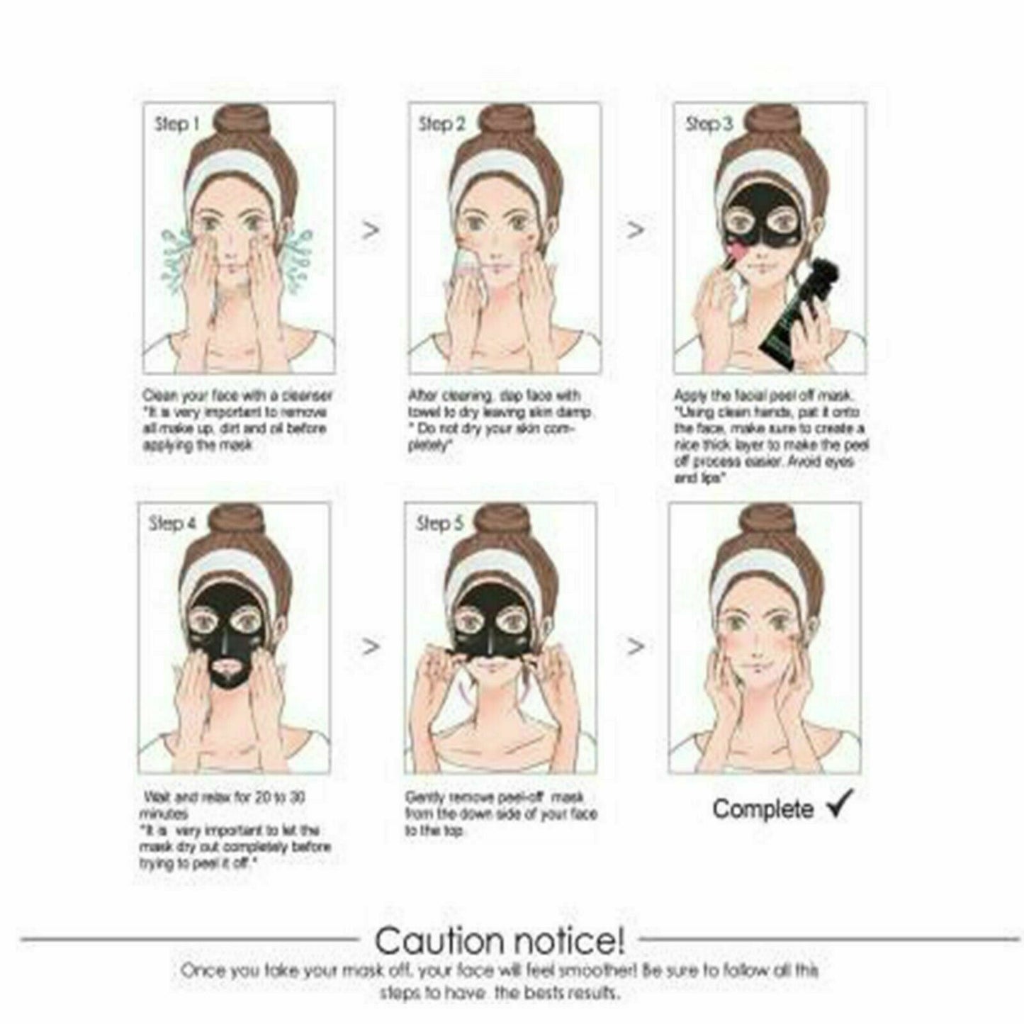 Deep Cleansing Black Charcoal Facial Peel Off Blackhead Clean Nose Face all skin