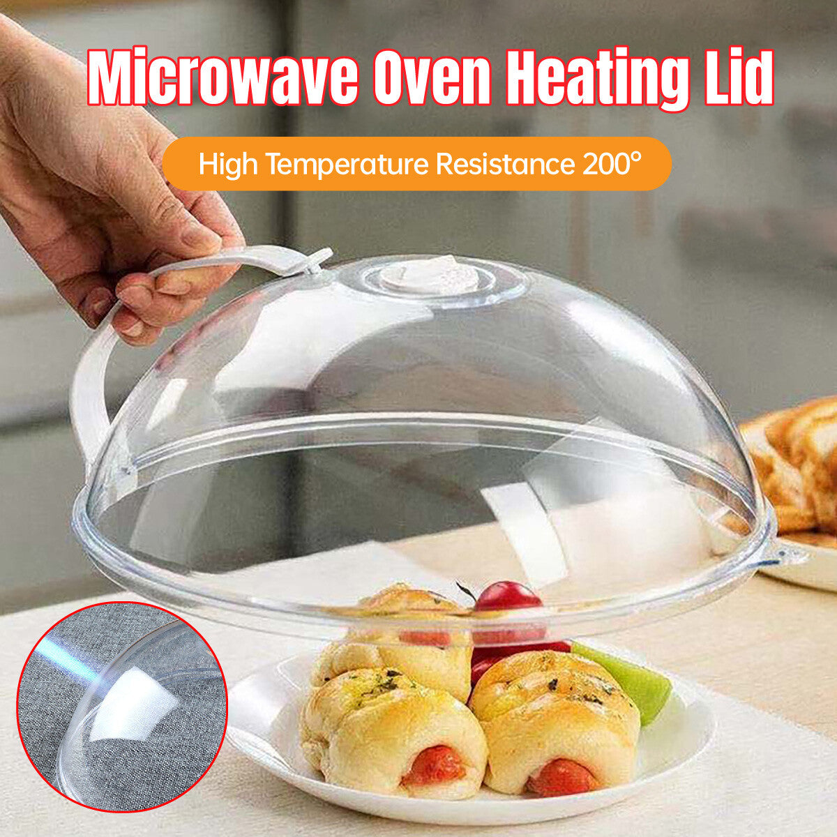 Microwave Food Dish Anti-Splatter Cover Guard Lid With Steam Vents Plate Covers