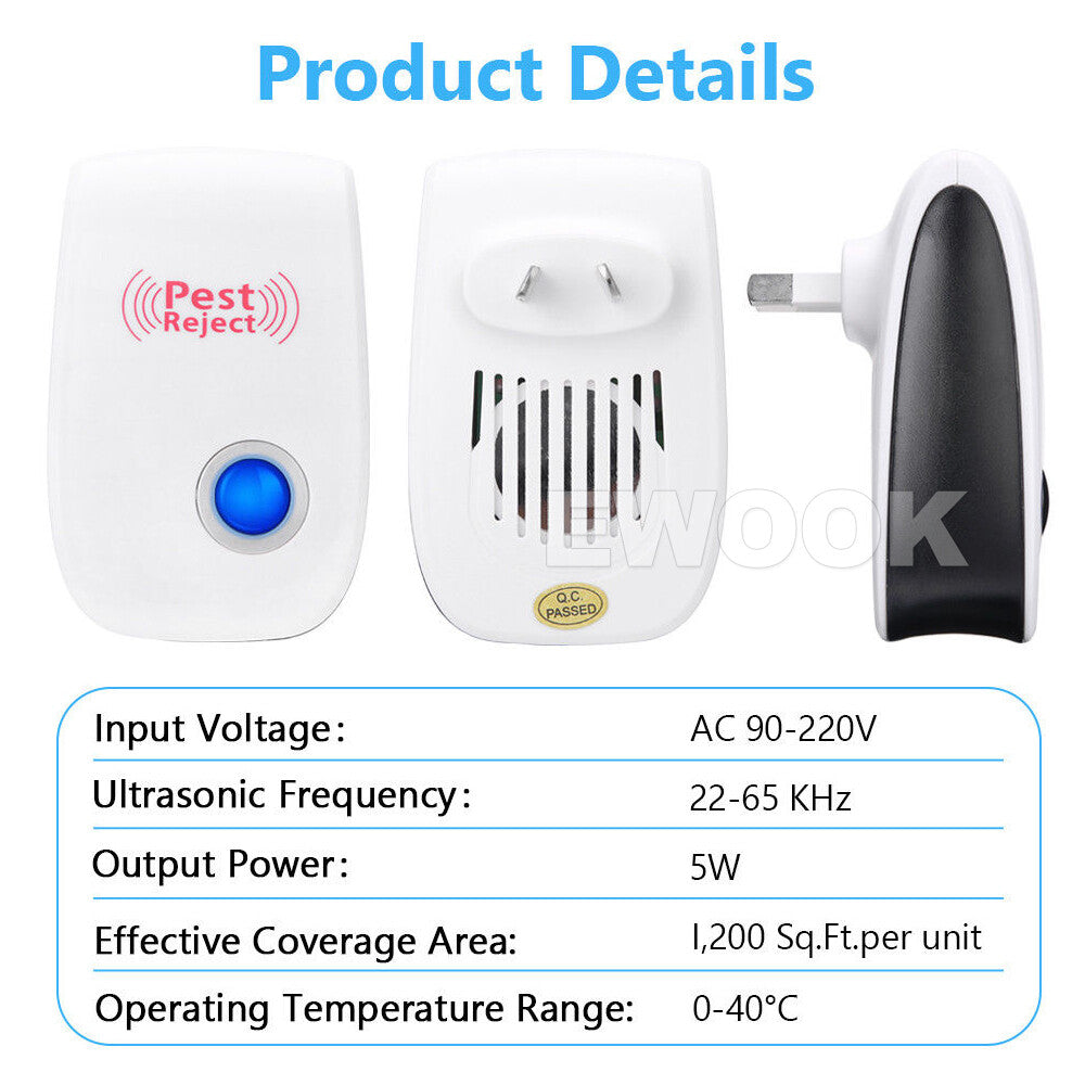 4/8 Pest Repeller Reject Ultrasonic Electronic Mouse Rat Mosquito Insect Control