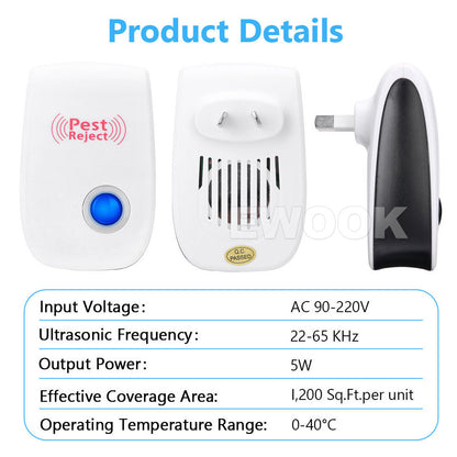 4/8 Pest Repeller Reject Ultrasonic Electronic Mouse Rat Mosquito Insect Control