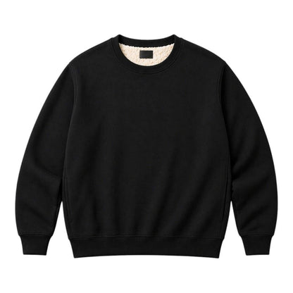 Unisex Sherpa Lined Jumper Warm Fleece Sweatshirt Winter Crewneck Jumpers Casual