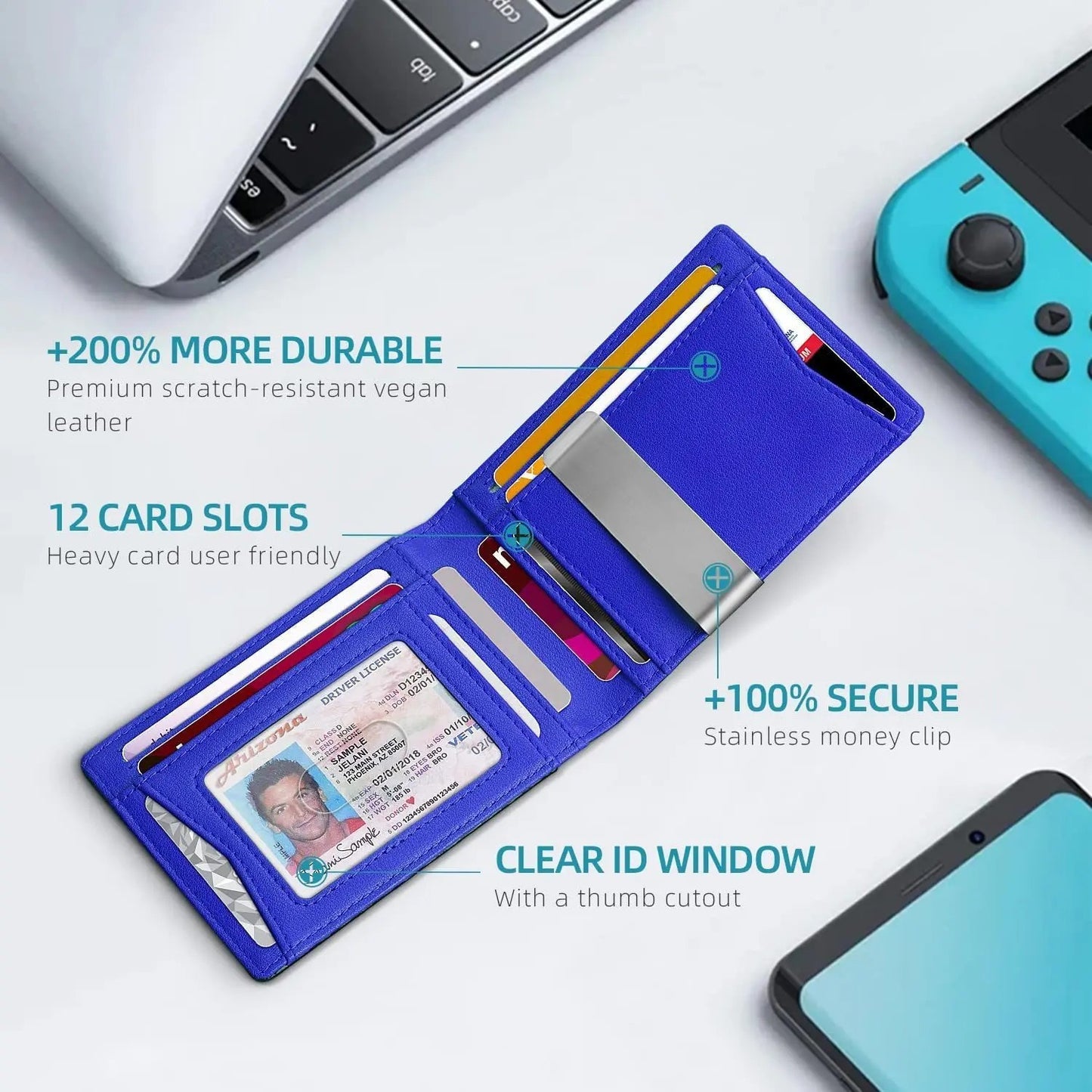 Wallet RFID Blocking Mens Slim Wallet with Money Clip Leather Wallet Anti-scan