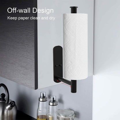 Kitchen Hanger Paper Roll Cabinet Towel Holder Black Rack Shelf Wall Adhesive