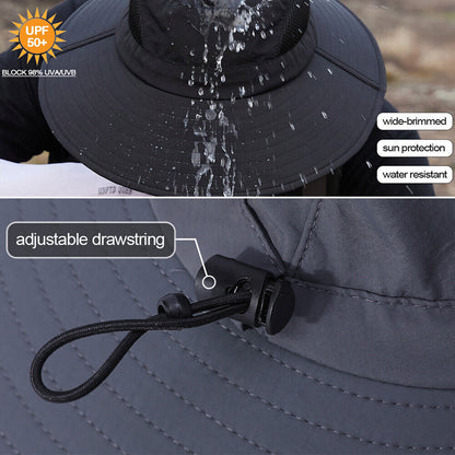 Men Wide Brim Bucket Hat UV Protection Sun Cap Women Fishing Hiking Outdoor Gift