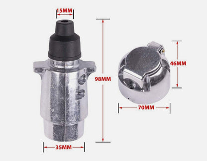 7 Pin Male + Female Round Trailer Plug Slim Adapter Connector Caravan Boat Part
