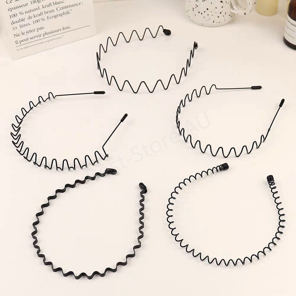 Black Metal Sport Hairband Headband Wave Style Hair band For Unisex Men Women AU