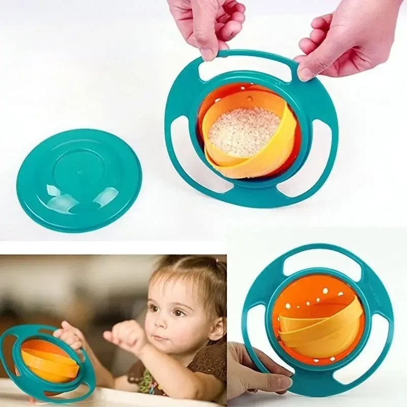 Baby Feeding Baby Gyro Bowl Universal 360 Rotate Spill-Proof Bowl+Spoon AU