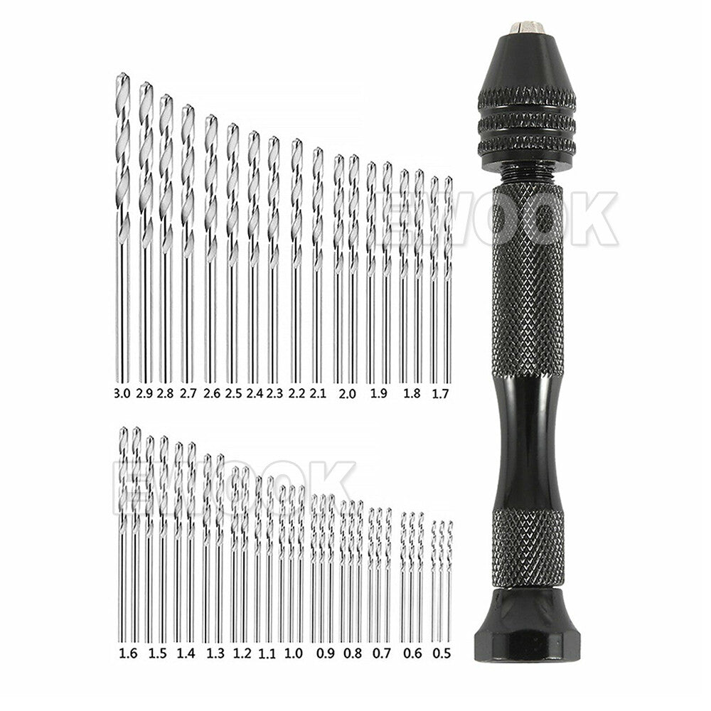49PCS Mini hand drill Vise Hand Bits Twist Woodworking Set Precision Pin DIY AU