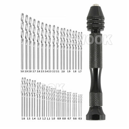49PCS Mini hand drill Vise Hand Bits Twist Woodworking Set Precision Pin DIY AU