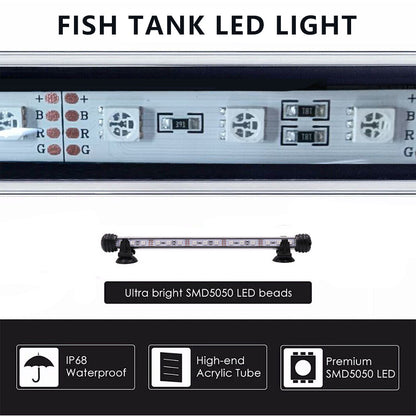 Small Fish Tank Aquarium Light LED Waterproof Full Spectrum Aqua Lamp RGB