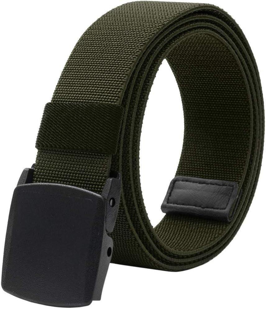 Elastic Belt for Men, Stretch Canvas Belt with Plastic Buckle, Breathable Be
