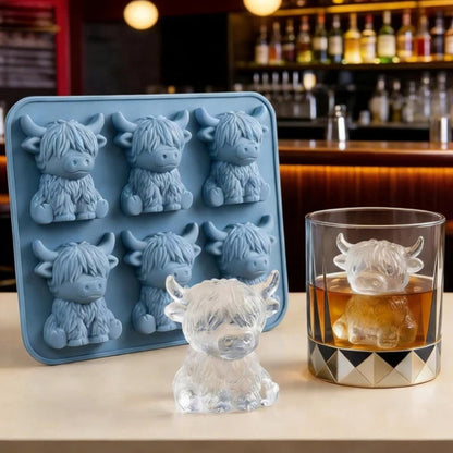 3D Highland Cow Ice Cube Tray Silicone Ice Ball Maker Mold for Whiskey Cocktails