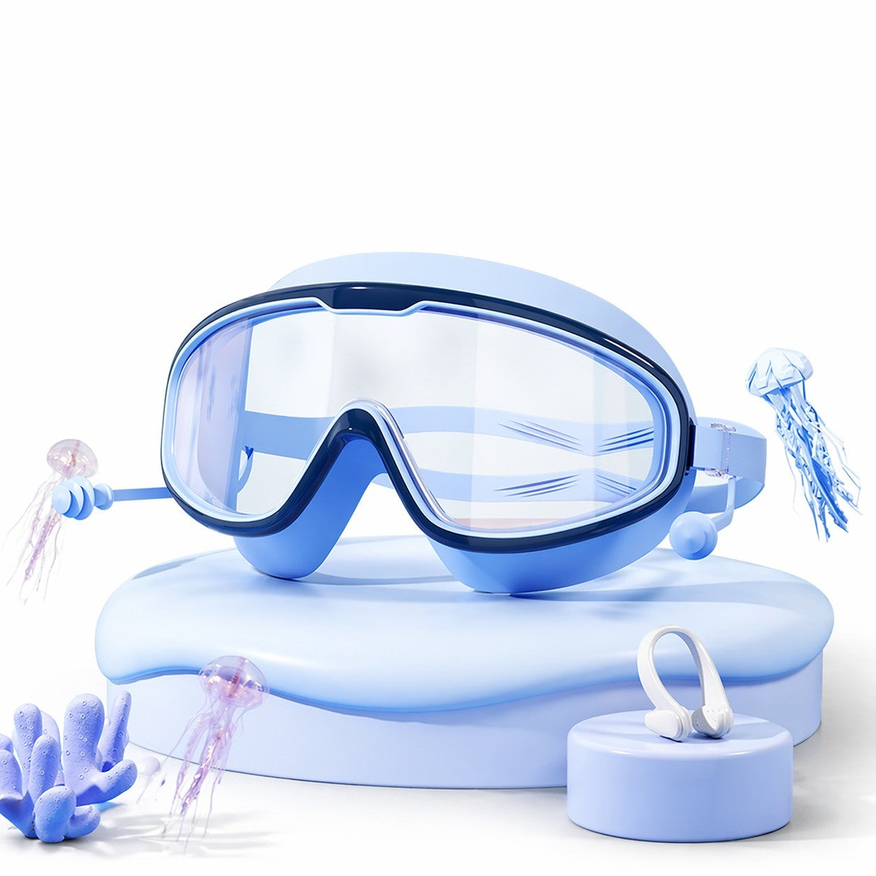 Kids Swim Goggles Waterproof Anti-Fog Large Frame Clear Vision Swimming Glasses