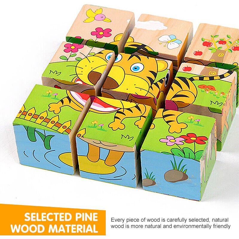 Toddler Puzzles Child 6 Animal Shape Wooden Toys Baby for 1 2 3 Year Old AU