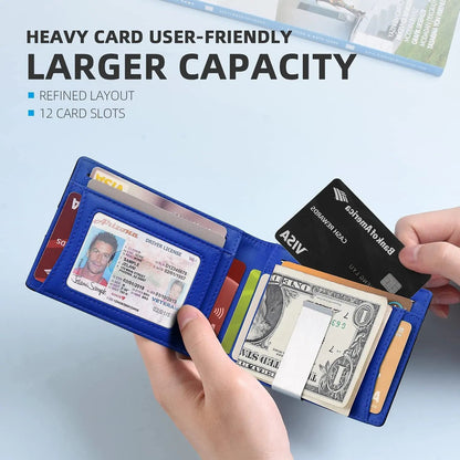 Wallet RFID Blocking Mens Slim Wallet with Money Clip Leather Wallet Anti-scan