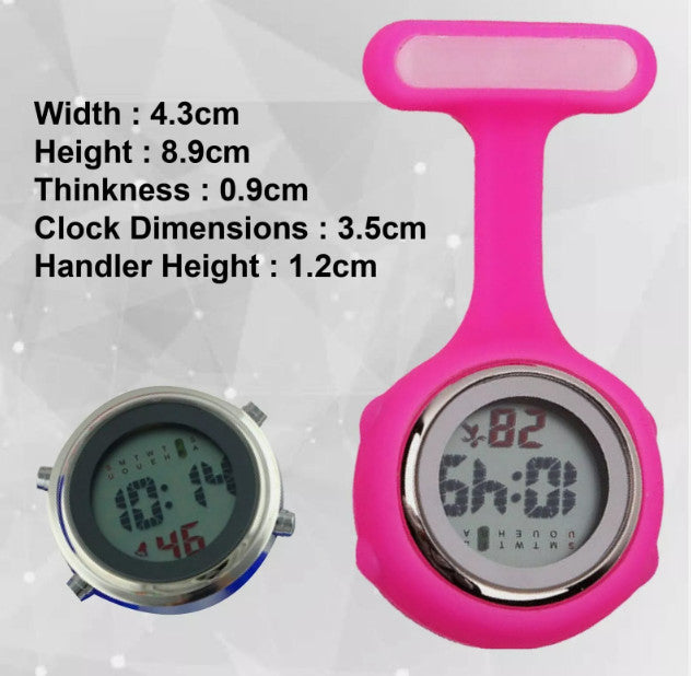 Electric Multi-function Digital Silicone Nurse Watch Brooch Pocket Medical Fob