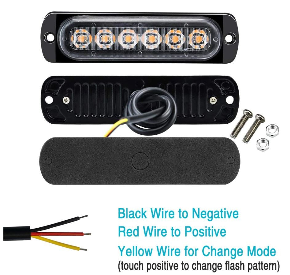 4 x Strobe Warning Light Amber LED Side Flashing Beacon Emergency Hazard (4pcs)
