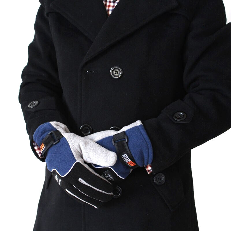 -20℃ Winter Warm Fleece Gloves Men Thermal Sports Cycling Snow Thick Gloves