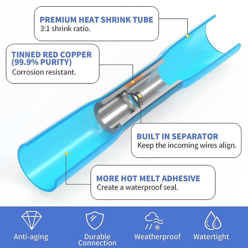 500X Heat Shrink Butt Splice Wire Connector Insulated Waterproof Crimp Terminals