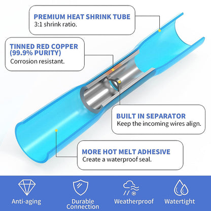 500X Heat Shrink Butt Splice Wire Connector Insulated Waterproof Crimp Terminals