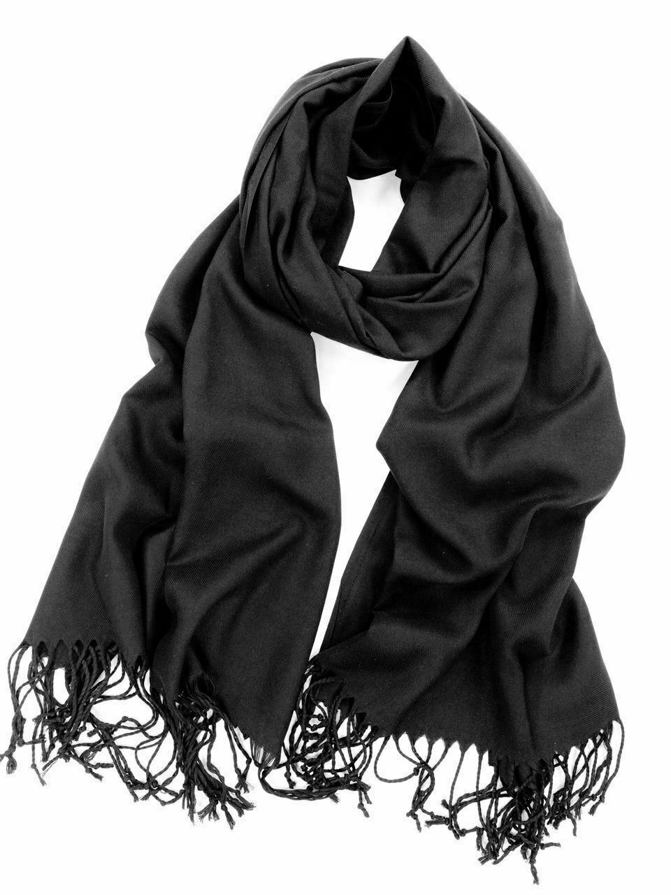 Women Solid Color Cashmere Scarves With Tassel Pashmina Shawl Long Winter Scarf