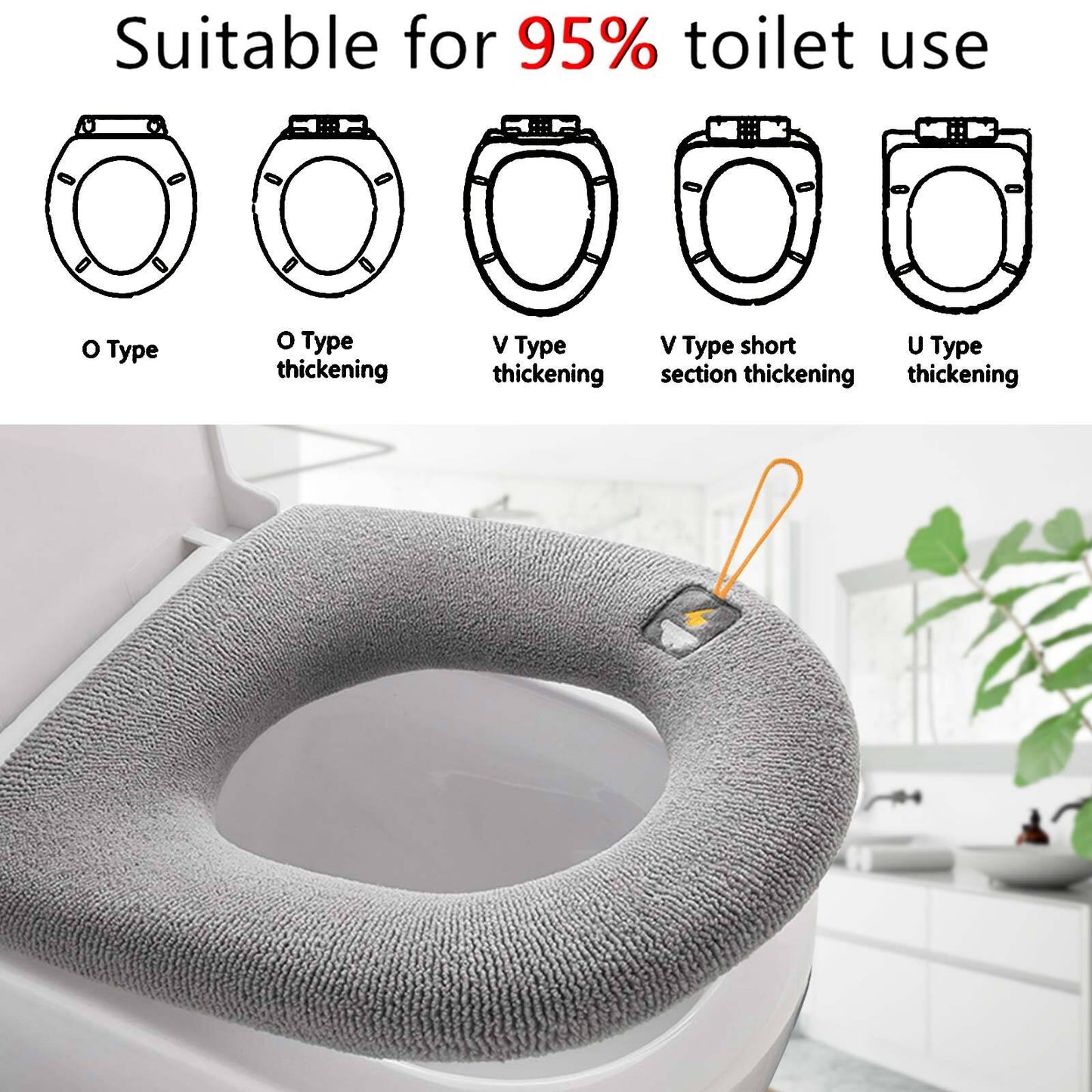 2x Soft Toilet Seat Bathroom Washable Warmer Cushion Mat Cover Pad Hook NEW Lid – Compatible with Seat