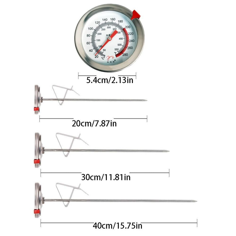 Stainless Steel Candy & Deep Fry Kitchen/Cooking Thermometer Probe with Clip