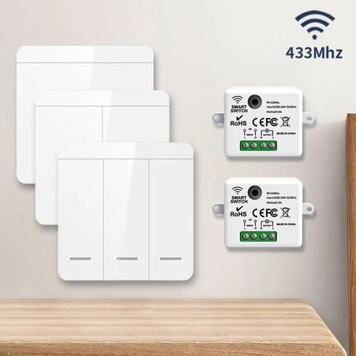 1/2/3 Gang Wireless Remote Control Switch LED Light Switch  Home Automation