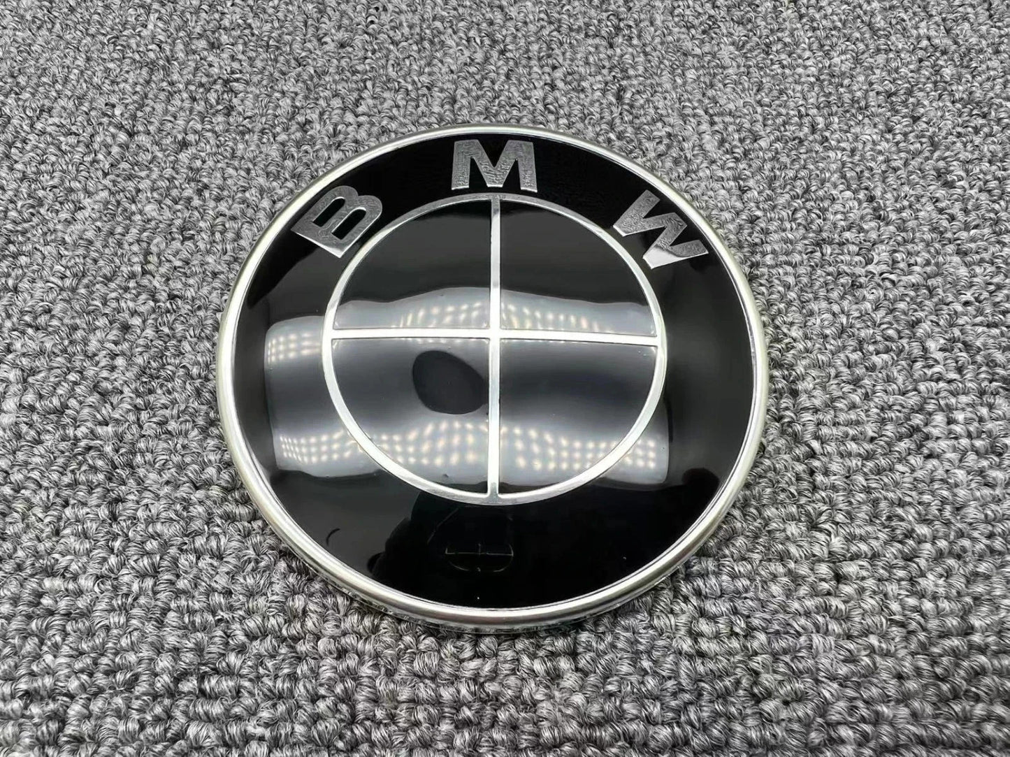 Genuine Style All Black 82mm Front 74mm Rear Emblem Badge With 2pcs Grommets