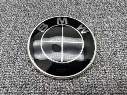 Genuine Style All Black 82mm Front 74mm Rear Emblem Badge With 2pcs Grommets