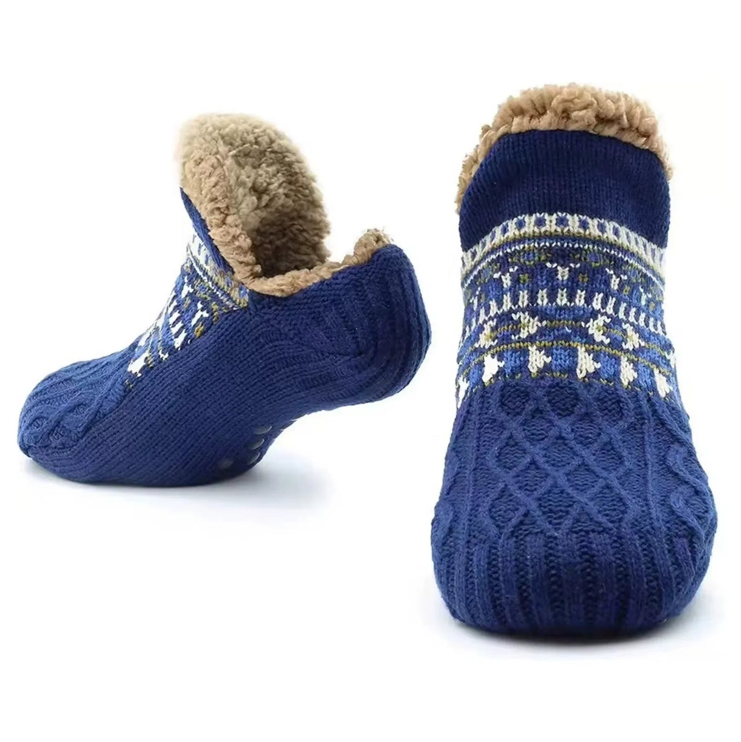 Women Mens Slipper Winter Cosy Socks Fluffy Non Slip Warm Fleece Lined Bed Floor
