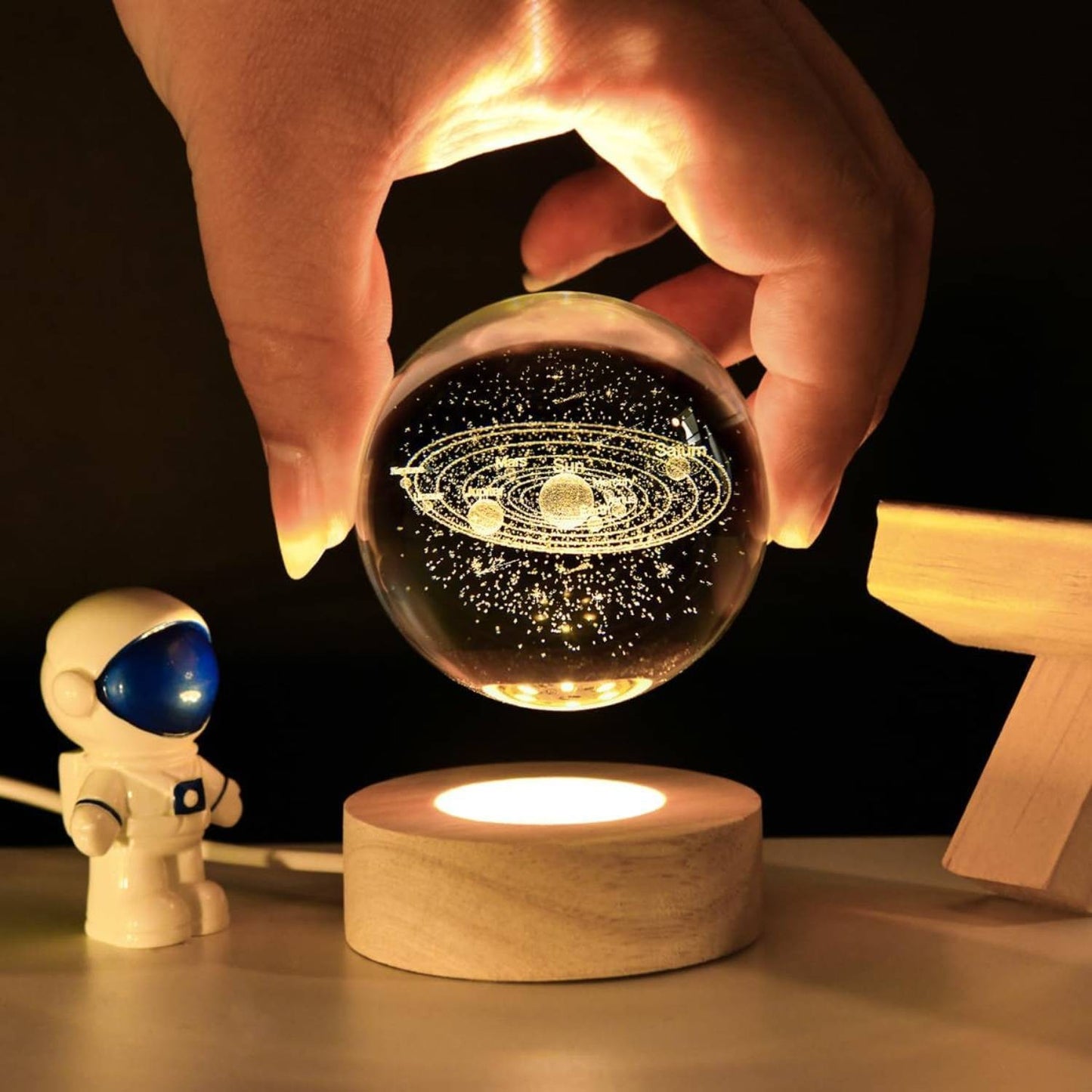 USB 3D Moon Planet Globe Galaxy Night Light LED Crystal Ball Table Lamp Bedside – Compatible with Galaxy
